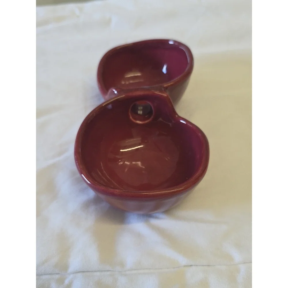 Pier 1 Import Earthenware Small Divided Bowl Hand Painted Red Made In Italy‎